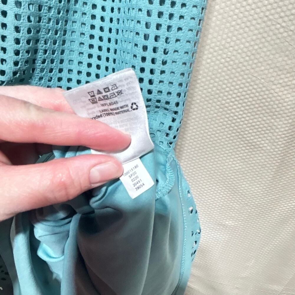 Alfani Teal Aqua Eyelet Laser Cut Dress Size 12 Sleeveless A-Line Empire Summer - Picture 6 of 9